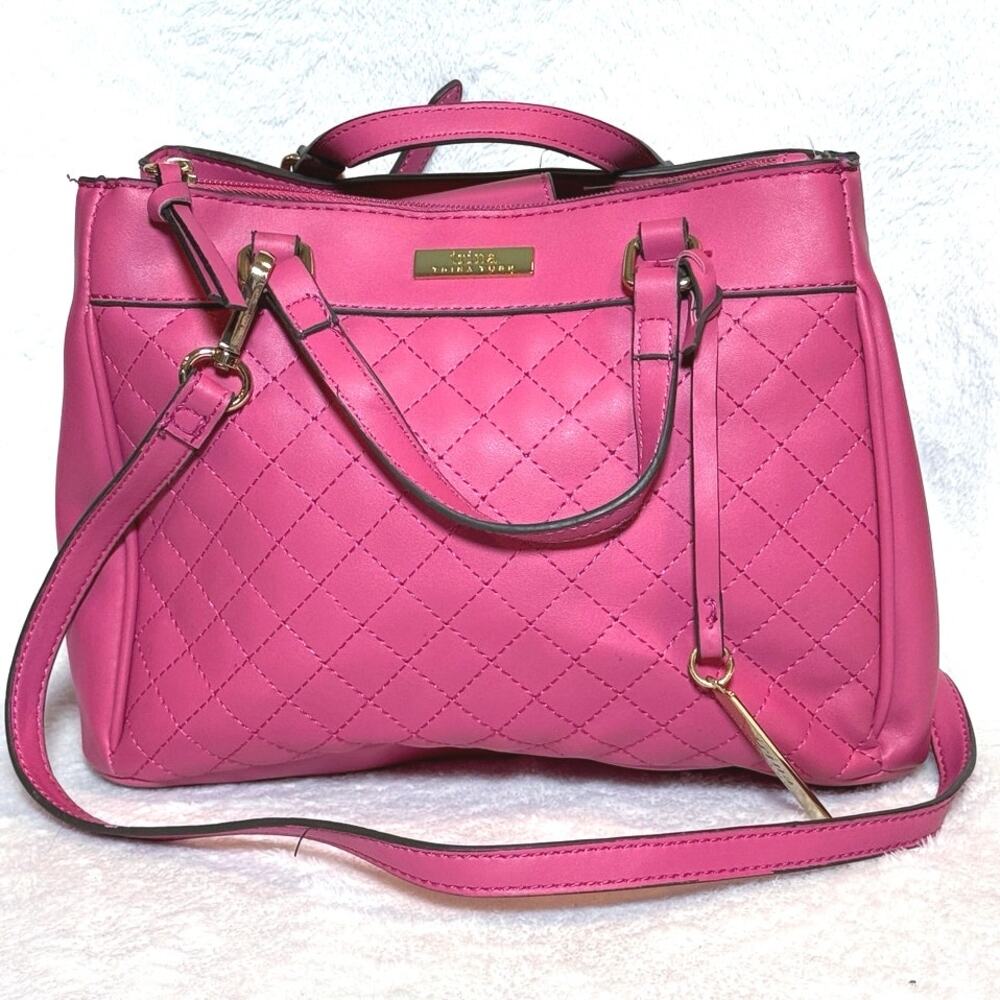 Trina Turk Pink Crossbody Bag for Women Fuchsia Pink Quilted Satchel handbag - Picture 4 of 7